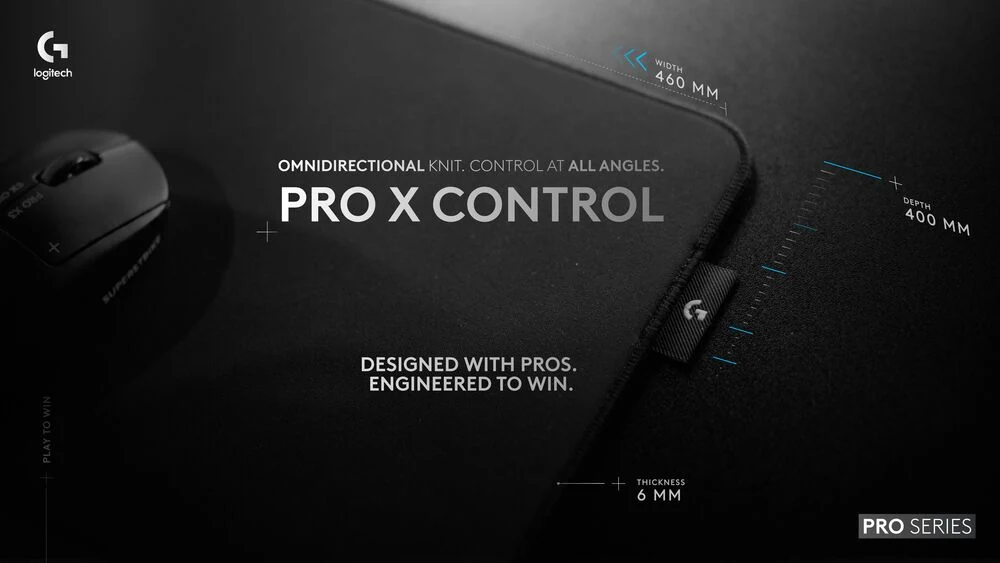 罗技官方配图：PRO X CONTROL 布面游戏鼠标垫